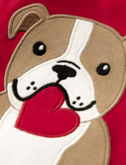 Top con capas de perro bordado para niños - Valentine Cutie