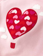 Girls Embroidered Hot Air Balloon Top - Valentine Cutie