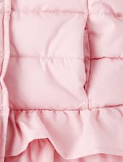 Girls Ruffle Puffer Jacket - Royal Princess