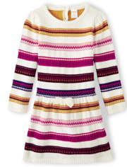 Girls Striped Sweater Dress - Little Llamas