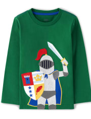 Boys Embroidered Knight Top - Knights and Dragons