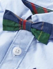 Baby Boys Button Up Bodysuit And Dress Pants Set - Family Celebrations Green