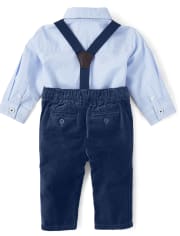Baby Boys Button Up Bodysuit And Dress Pants Set - Family Celebrations Green