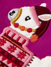 Girls Embroidered Llama Hoodie - Little Llamas