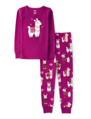 Girls Little Llamas Cotton 2-Piece Pajamas - Gymmies