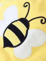 Shorts de abeja bordados para niñas - Busy Little Bee