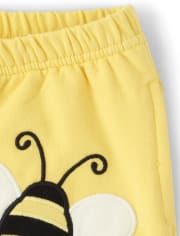 Shorts de abeja bordados para niñas - Busy Little Bee