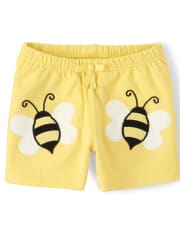 Shorts de abeja bordados para niñas - Busy Little Bee