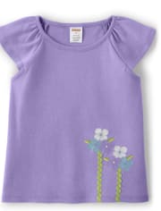Girls Embroidered Flower Top - Spring Blooms