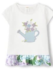 Girls Embroidered Peplum Top - Spring Blooms