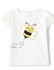 Girls Embroidered Bee Tulip Top - Busy Little Bee