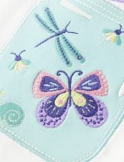 Girls Embroidered Butterfly Ruffle Top - Backyard Explorer