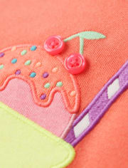 Girls Embroidered Sundae Top - Popsicle Party