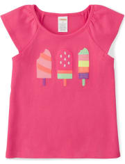 Girls Embroidered Popsicle Flutter Top - Popsicle Party