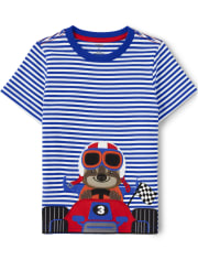 Boys Embroidered Sloth Top - Start Your Engines