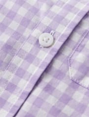 Boys Dad And Me Gingham Button Down Shirt - Spring Blooms