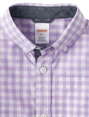 Boys Dad And Me Gingham Button Up Shirt - Spring Blooms