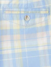 Boys Belted Plaid Chino Shorts - Spring Celebrations