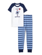 Boys Birthday Robot Snug Fit Cotton Pajamas - Gymmies