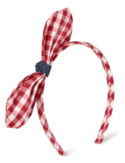 Girls Gingham Bow Headband - Farming Friends