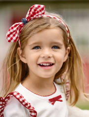 Girls Gingham Bow Headband - Farming Friends