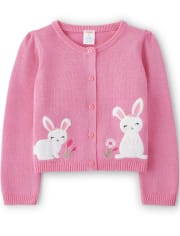 Girls Embroidered Bunny Cardigan - Spring Celebrations