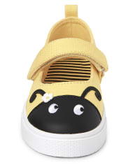 Girls Embroidered Bee Sneakers - Busy Little Bee