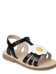 Sandalias con apliques de margaritas para niñas - Busy Little Bee