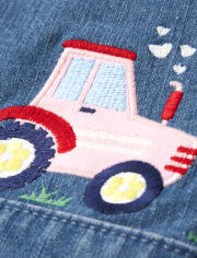 Girls Embroidered Denim Jacket - Farming Friends
