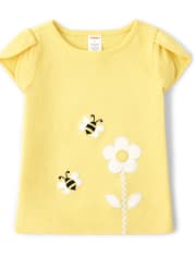 Girls Embroidered Daisy Tulip Top - Busy Little Bee