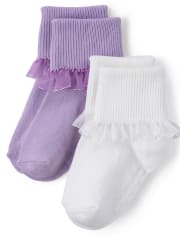 Girls Ruffle Socks 2-Pack - Spring Blooms