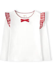 Girls Gingham Flutter Top - Farming Friends