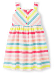 Girls Striped Babydoll Dress - Popsicle Party