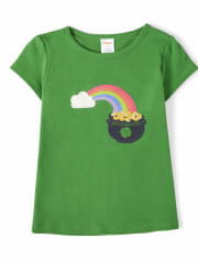 Girls Embroidered Rainbow Top - Little Leprechaun