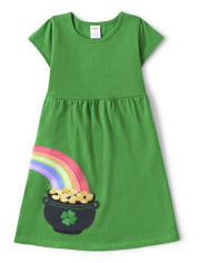 Girls Embroidered Rainbow Dress - Little Leprechaun