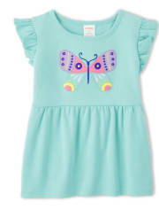 Girls Embroidered Butterfly Babydoll Top - Backyard Explorer