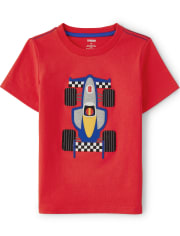 Boys Embroidered Racecar Top - Start Your Engines