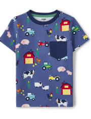 Boys Animal Pocket Top - Farming Friends