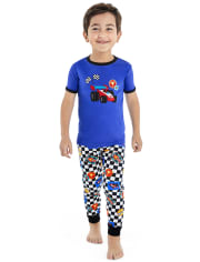 Pyjama ajusté en coton pour garçon avec motif voiture de course - Gymmies