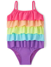 Girls Rainbow Tiered One Piece Swimsuit - Splish-Splash