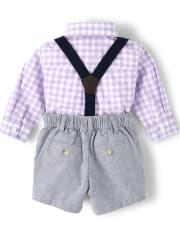 Conjunto de body con botones y pantalones cortos de vestir para bebé papá y yo - Spring Blooms