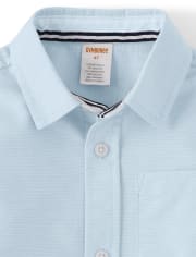 Boys Oxford Button Down Top with Stain and Wrinkle Resistance