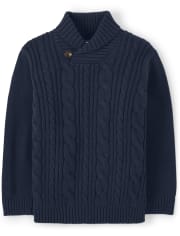 Boys Cable Knit Shawl Sweater - Uniform