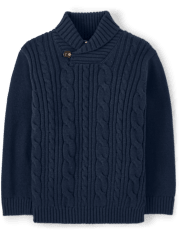 Boys Cable Knit Shawl Sweater - Uniform