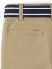 Boys Belted Chino Pants with Stain and Wrinkle Resistance - Uniform