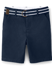 Boys Stain and Wrinkle-Resistant Belted Chino Shorts - Uniform