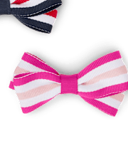 Lot de 4 pinces à cheveux avec nœud rayé pour filles - Uniforme