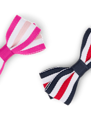 Lot de 4 pinces à cheveux avec nœud rayé pour filles - Uniforme