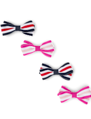 Girls Striped Bow Hair Clips 4-Pack - Uniform