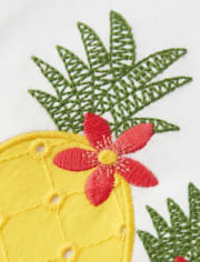 Girls Embroidered Flutter Top - Pineapple Punch